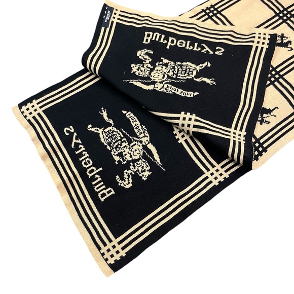 Burberry London Burberrys Equestrian Knit Scarf Double Sided Winter Lux - Picture 6 of 13